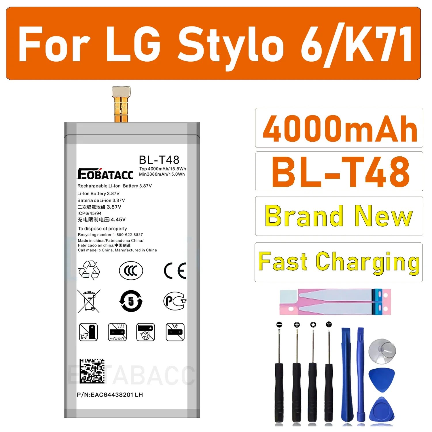 

BL-T48 4000mAh Battery For LG STYLO 6 LM-Q730MM BL T48 Mobile phone Batteries+Tools
