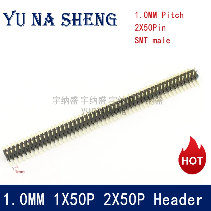 1mm 1.0mm Pitch Gold Plated 50P 1x50 2x50 Pin Female Male Header Strip Double Single Row Right Angle SMT Straight Connector