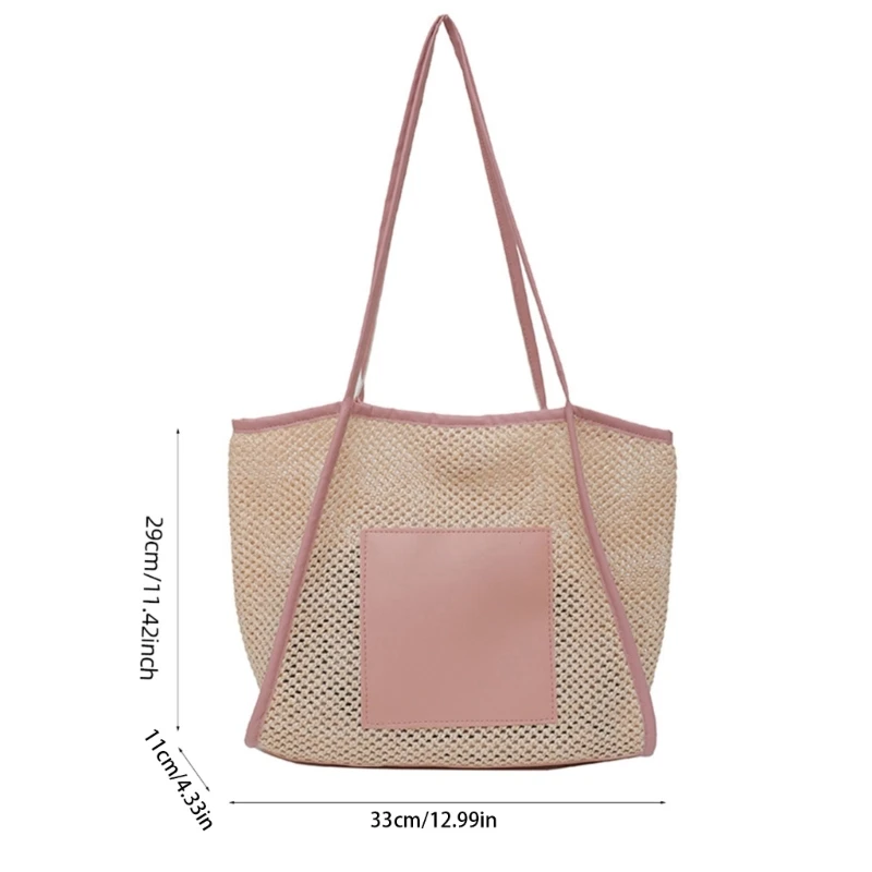 Bolsa praia prática para mulheres, bolsa malha espaçosa, bolsa ombro elegante para meninas