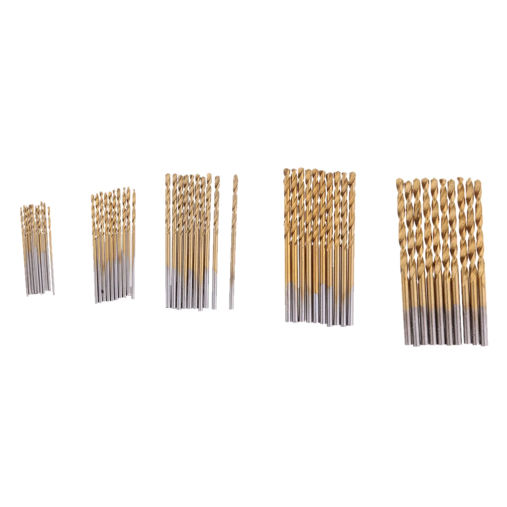 50pcs HSS Titanium Reduced Shank Metal Drilling Tools for DIY Repair Construction and Engineering