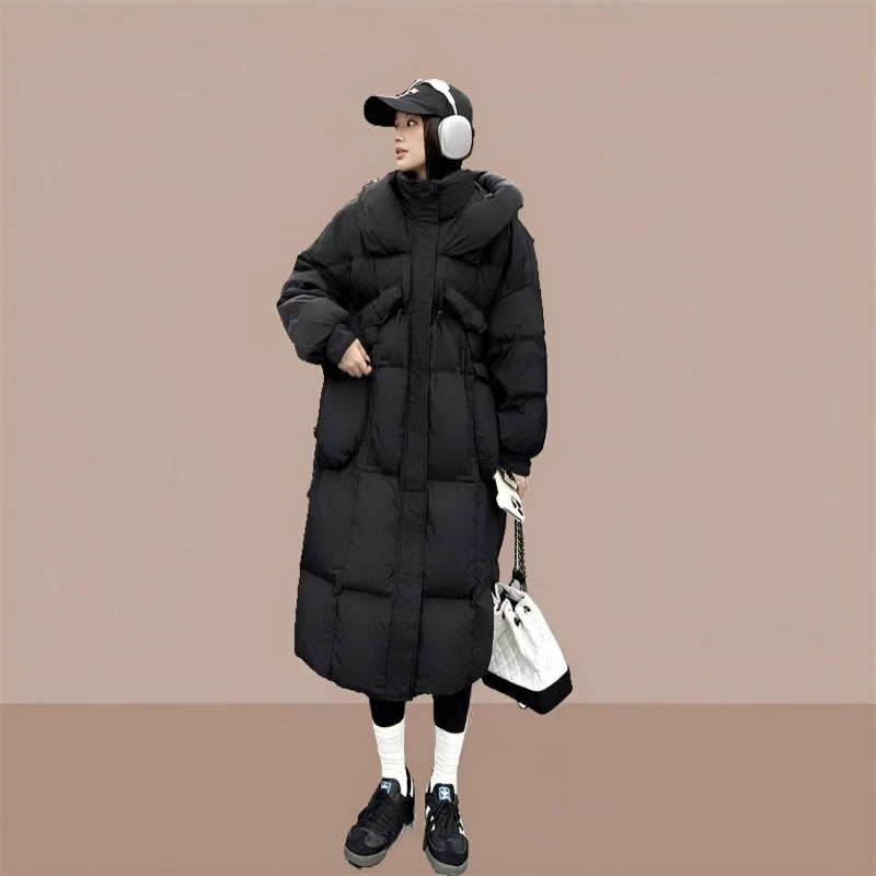 Large Size Long Down Cotton-padded Clothes Thickened To Keep Warm Over The Knee Autumn and Winter Korean Version Loose   Jackets