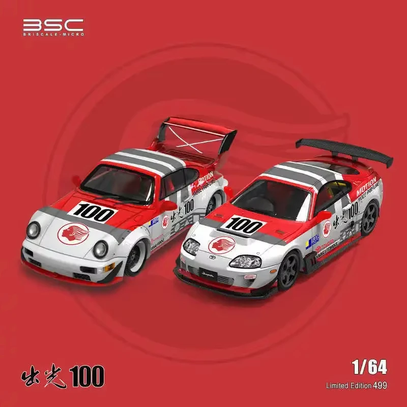 BSC 1:64 RWB 964 White 667 Black Sakura Diecast Diorama Car Model Collection Miniature Time Micro