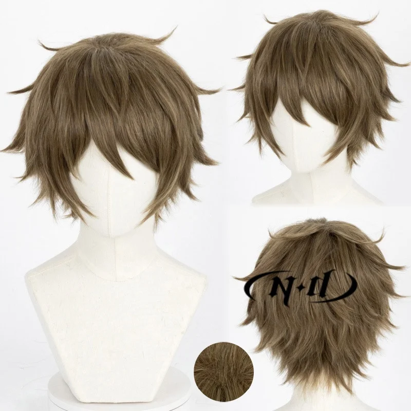 ND Takamine Midori Cosplay Wig Game Ensemble Stars Cosplay Short Brown Green Hair for Costume Theme Party High Quality Kanekalon