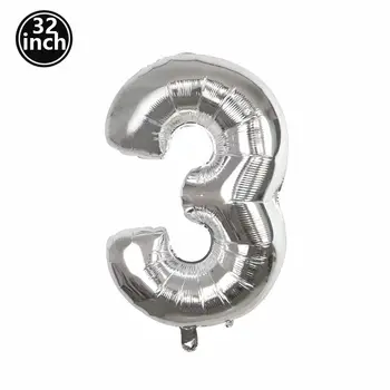 多色大號數字 3 氣球 32 英吋 1 2 3 4 5 6 7 8 9 生日球 紅色數字 單身派對氣球 人形 Golob 氣球 6 最佳銷售 3個氣球 - №1