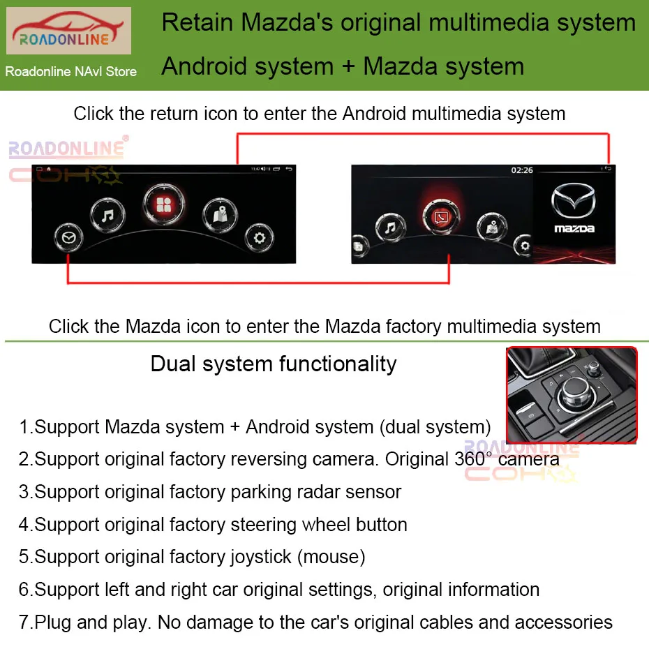 8+256GB 12.3/10.25 INCH Android 15  For Mazda 3 2014-2019 Car Radio Multimedia Player Navigation GPS WiFi Carplay+ Android Auto