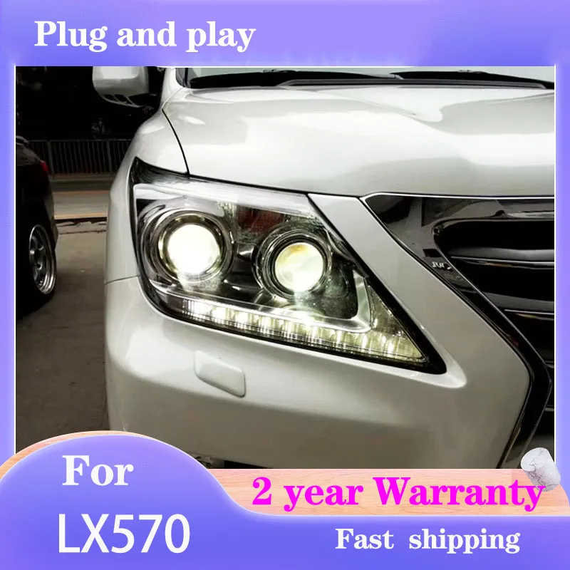 

Car eadlight For Lexuz LX570 Headlights 2012-2014 Head Light DRL H7 Hid Bi-Xenon Lens Low Beam Front Light