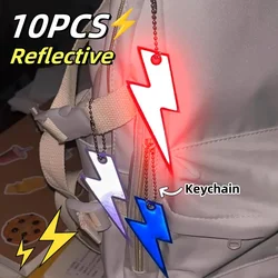 10PCS Lightning Safety Reflective Keychains Colorful Night Double-sided Backpack Reflective Pendant Keyring Buckle