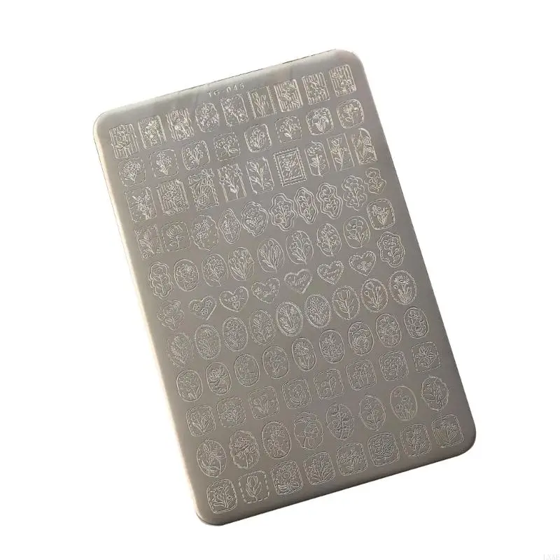 Practical Design Plate Tulips Themed Stainless Steel Texture Stencil Suitable for Manicure Enthusiasts Present