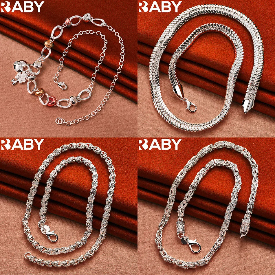 

URBABY 925 Sterling Silver 50cm Geometric Necklace For Women Men Charm Trend Birthday Gifts Fashion Party Fine Jewelry