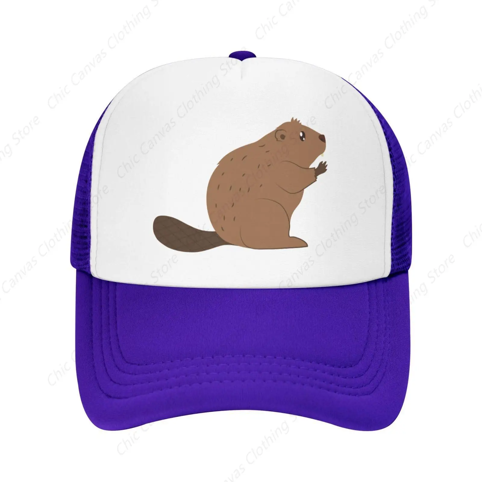 Cute And Interesting Beaver Animal Mesh Breathable Cap Men's And Women's Baseball Cap Outdoor Adjustable Truck Cap Black