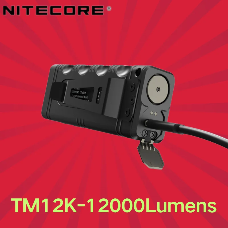 NITECORE-linterna táctica recargable TM12K, 12000 lúmenes, USB-C