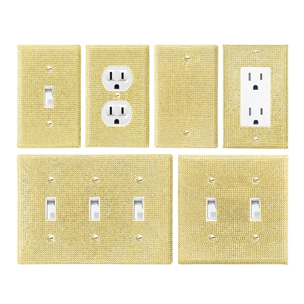 1 wall panel light switch cover, various styles, gold diamond, wall panel light switch socket cover, sturdy and durable
