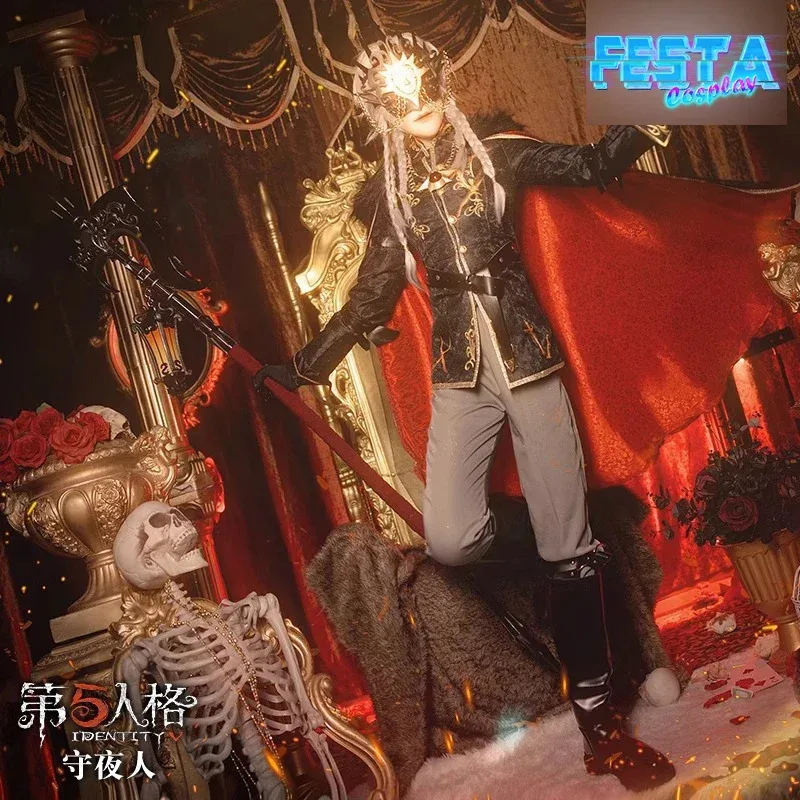 

Identity V Night Watch Ithaqua Cosplay Costume Wig Visor Morningstar Limited S-Tier Uniform Top Pants Cloak Fur Collar Gloves