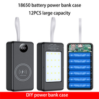 P12 12pcs 18650 battery Power bank case shell DIY Dual USB type c 10W 22.5W 15W wireless charging Battery not included for phone