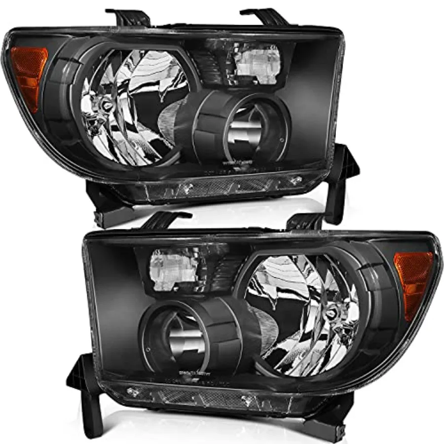 

Headlight Assembly Replacement Fit 2008-2017 Tooyota Sequoia 2007-2013 Tooyota Tundra Black Housing Amber Reflector Clear Lens