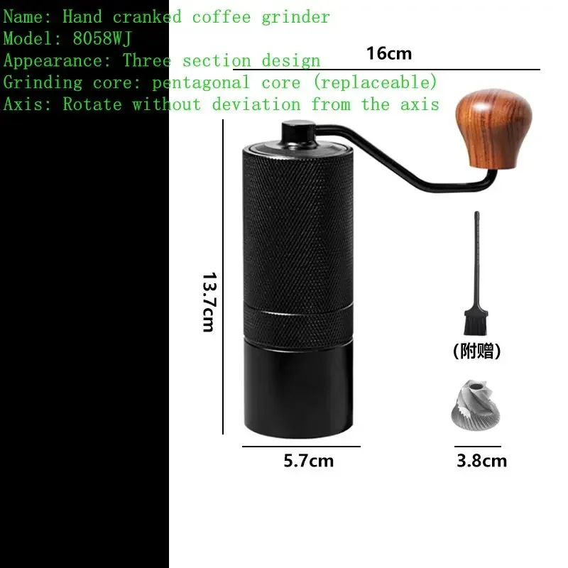 

Hand cranked coffee grinder, portable manual stainless steel grinder, household kitchen small particle pulverizer