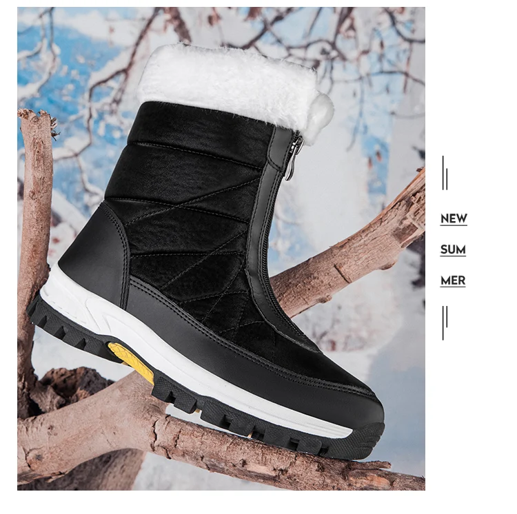 Winterweiße Damenstiefel, dicke Sohle, Baumwollschuhe, warmes Plüschfutter, rutschfest, bequeme Outdoor-Schneestiefel, Botas Mujer – Detail 19