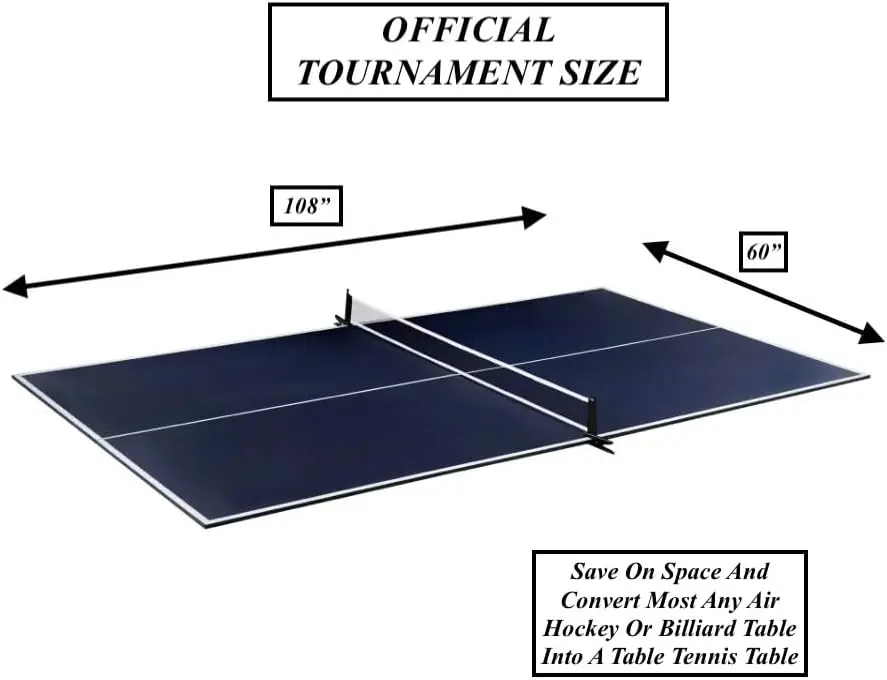 Indoor Official Size Table Tennis Conversion Top Ping Pong Tabletop with Retractable Net and Premium EVA Foam Padding E