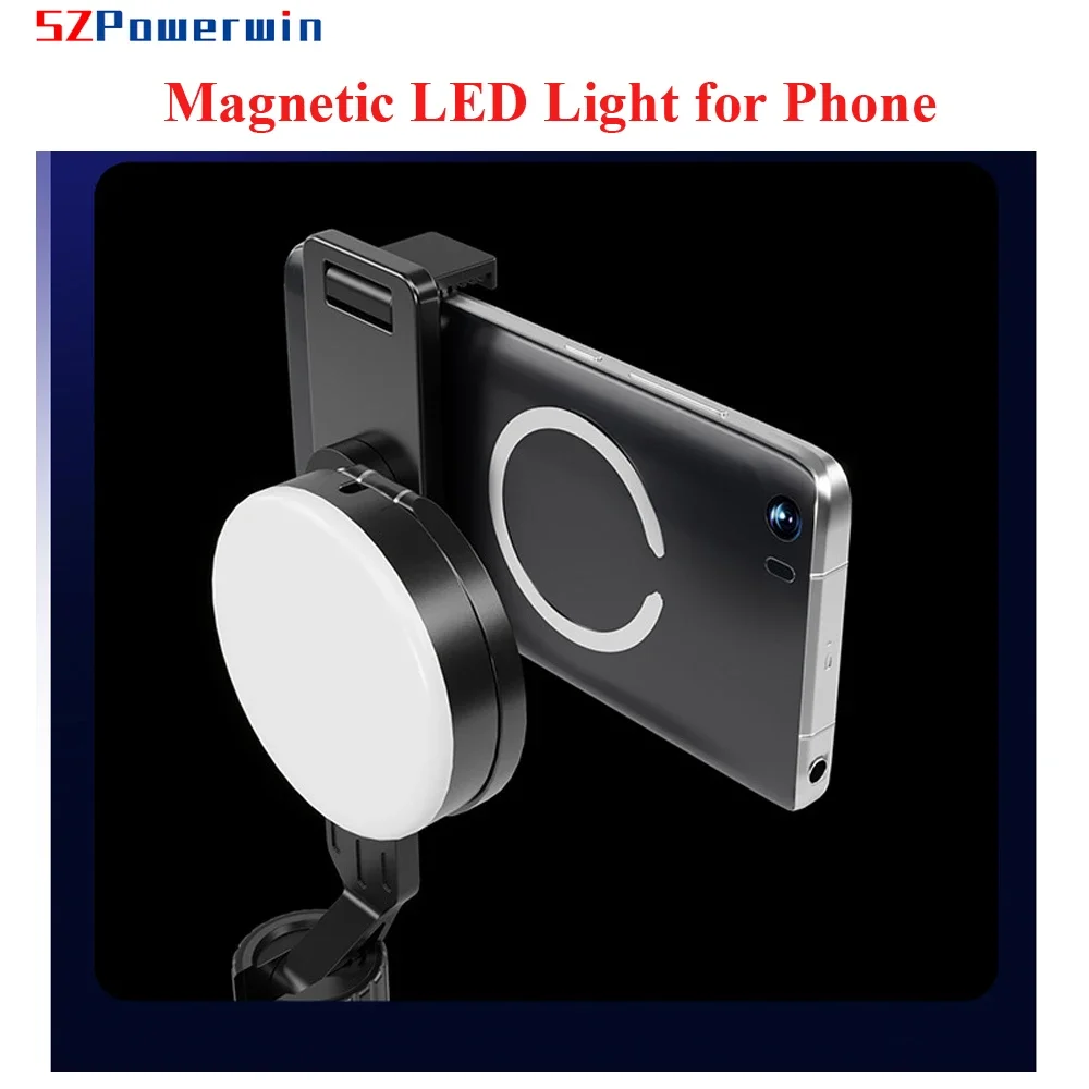 Powerwin 7V 1200mAh voor Magsafe Magnetische LED Licht Fotografie Camera Platte Pocket Vlog Live Stream Lamp voor smartphone Stand