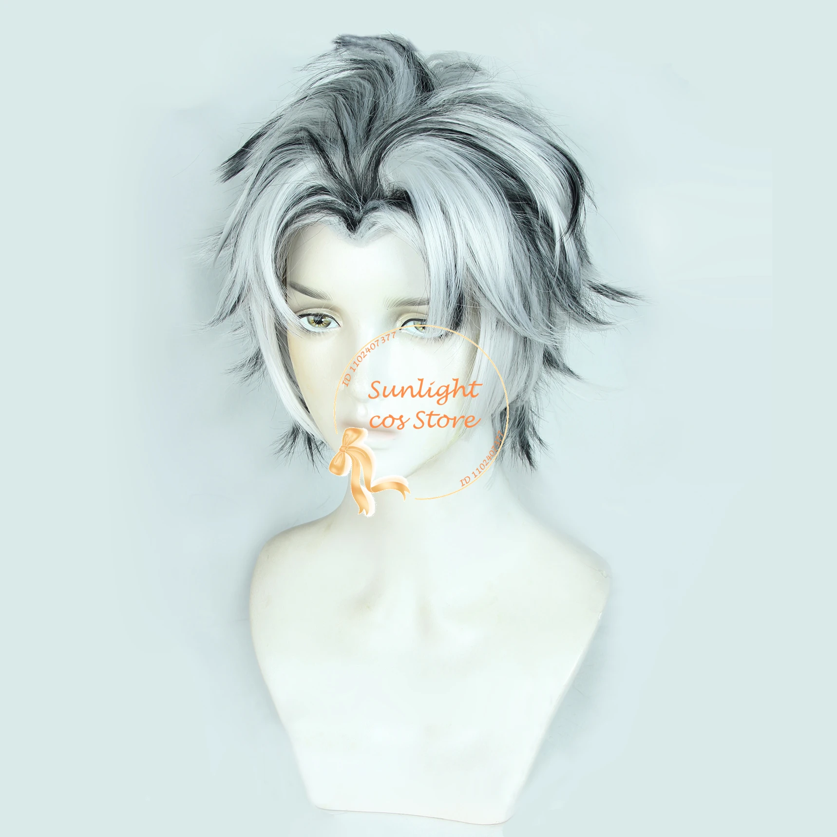 Anime Kotaro Bokuto Cosplay Wig Slive Grey Black Mixed Short Wigs Heat Resistant Synthetic Hair Halloween Wig + Wig Cap