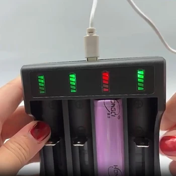 1ชิ้น1/2/4ช่องเสียบ USB 18650คู่ชาร์จแบตเตอรี่ลิเธียม3.7V แบบชาร์จไฟได้สำหรับ16340 14500 16650ที่ชาร์จแบตเตอรี่18650