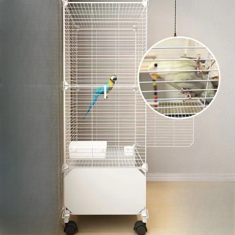

Tiger parrot embroidered eye peony luxury large villa, small bird cage metal roof shape ornamental cage
