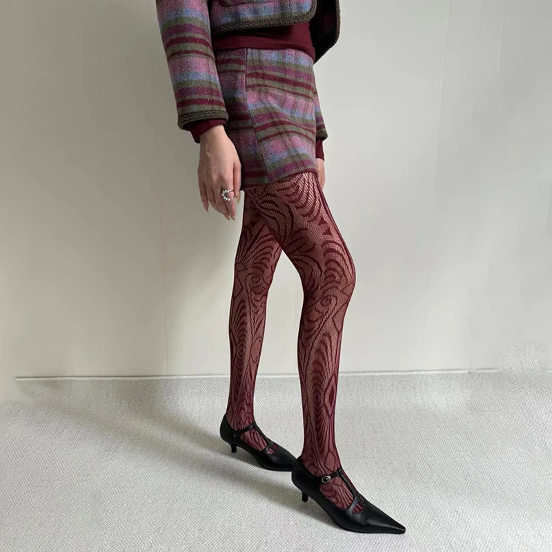Y2K Damen Netzstrümpfe Overknee-Strümpfe Taille-Strumpfhose Netzgemusterte Leggings Strumpfhose für Halloween