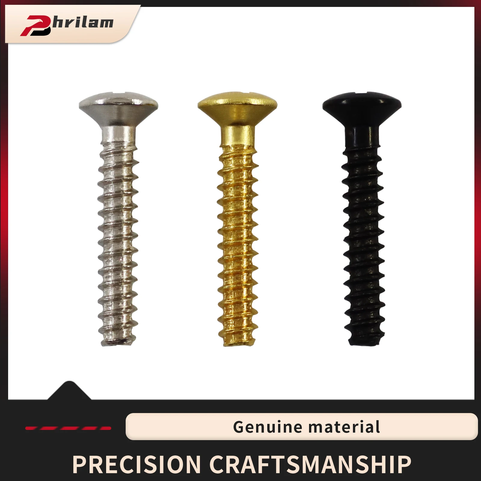 PHRILAM Guitar Pickup Screws Single Coil Pickup Mounting Screws 3.5x22mm, Chrome/Bladk/Golden Are Available