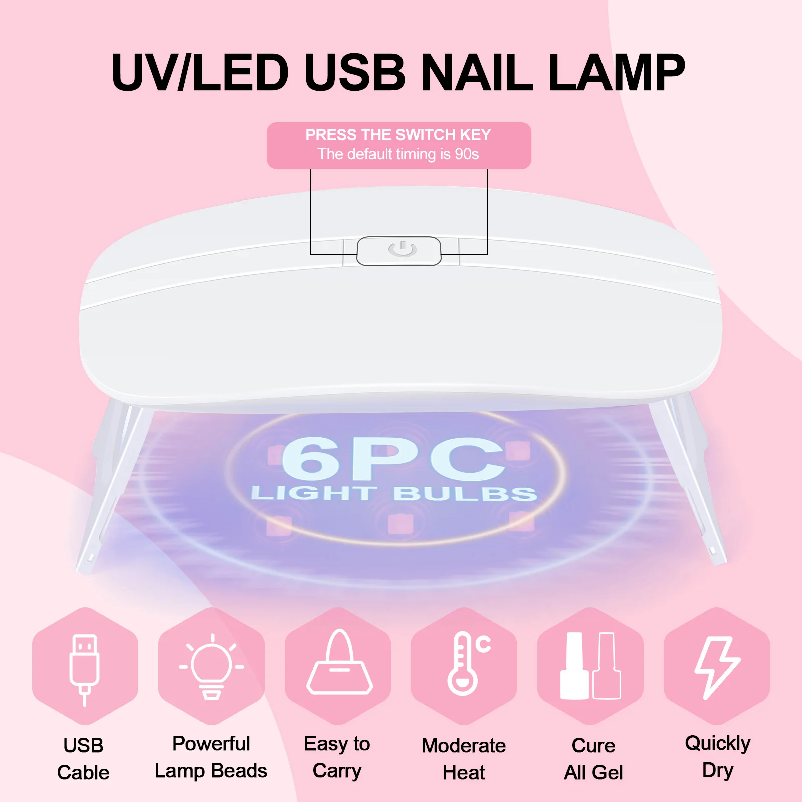 Coscelia novo conjunto de arte de unha com lâmpada de unha 6W 6PCS 7ML esmalte em gel e 3PCS 8G pó acrílico 30ML kit de unhas líquidas acrílicas