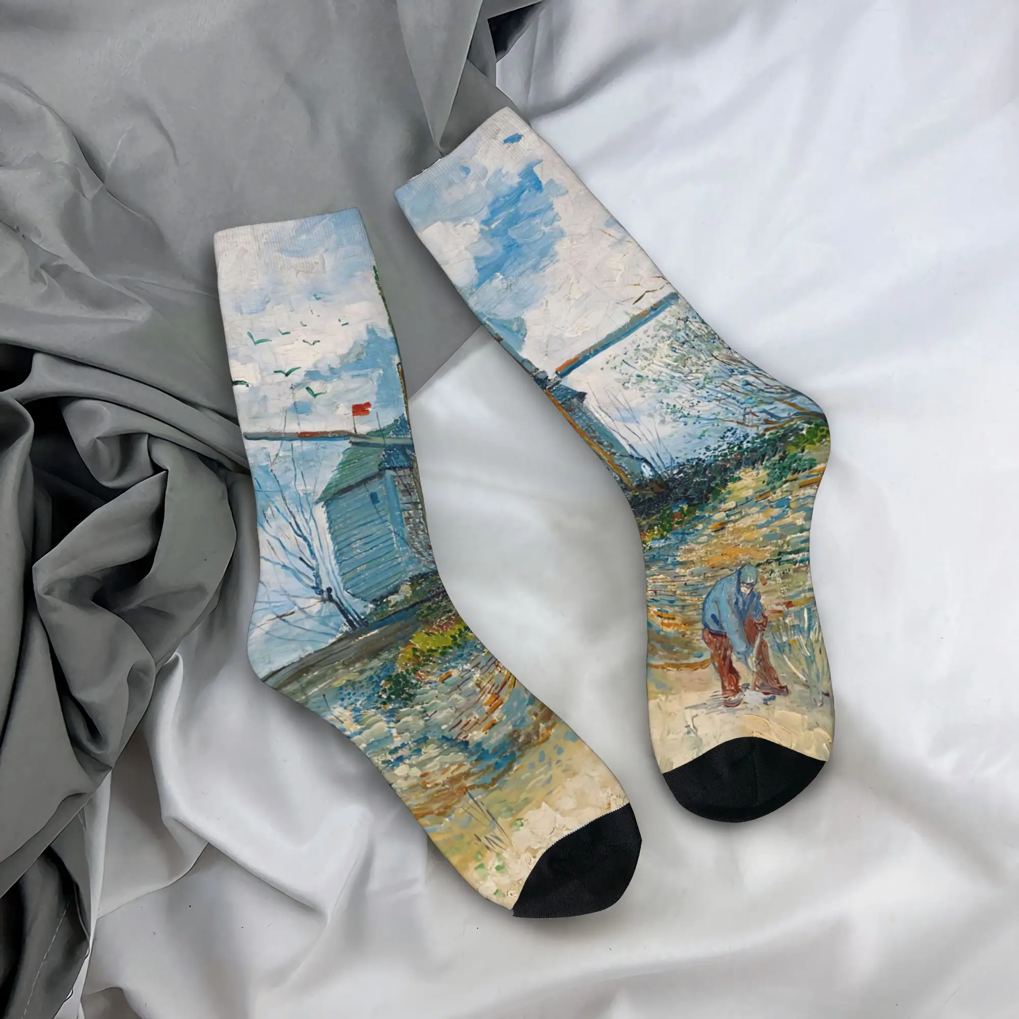 فان جوخ مطحنة جاليت جوارب القوطية الجوارب زوجين لينة تنفس الجوارب الخريف الدراجات مخصص عدم الانزلاق الجوارب هدية