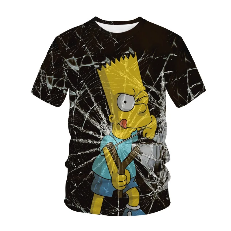 Disney The Simpsons Short-sleeved T-shirt Fashion Creative Men Outdoor Sports Short-sleeved Top Anime Neighborhood Women Clothes