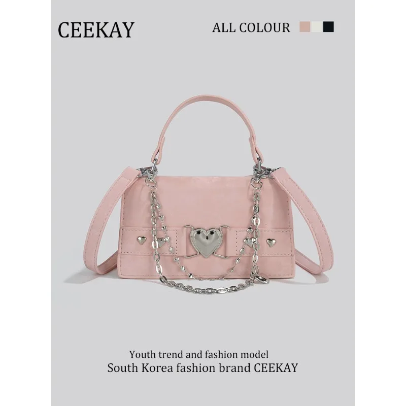 

Новая мини-сумка CEEKAY Heart Lock 2026 года, милая сумочка с цепочкой и верхней ручкой, универсальная сумка через плечо для женщин