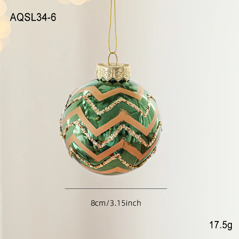 Hand-Painted Floral Patterns Ornaments Shiny Green Christmas Ball Christmas Ball Ornaments Electroplated For Event Decor Holiday
