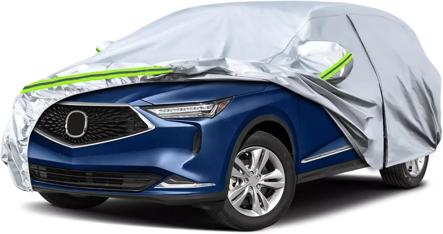 

6-Layer Waterproof Car Cover for Acura MDX 2001-2024, All Weather Protection with Zipper Door & Windproof Bands