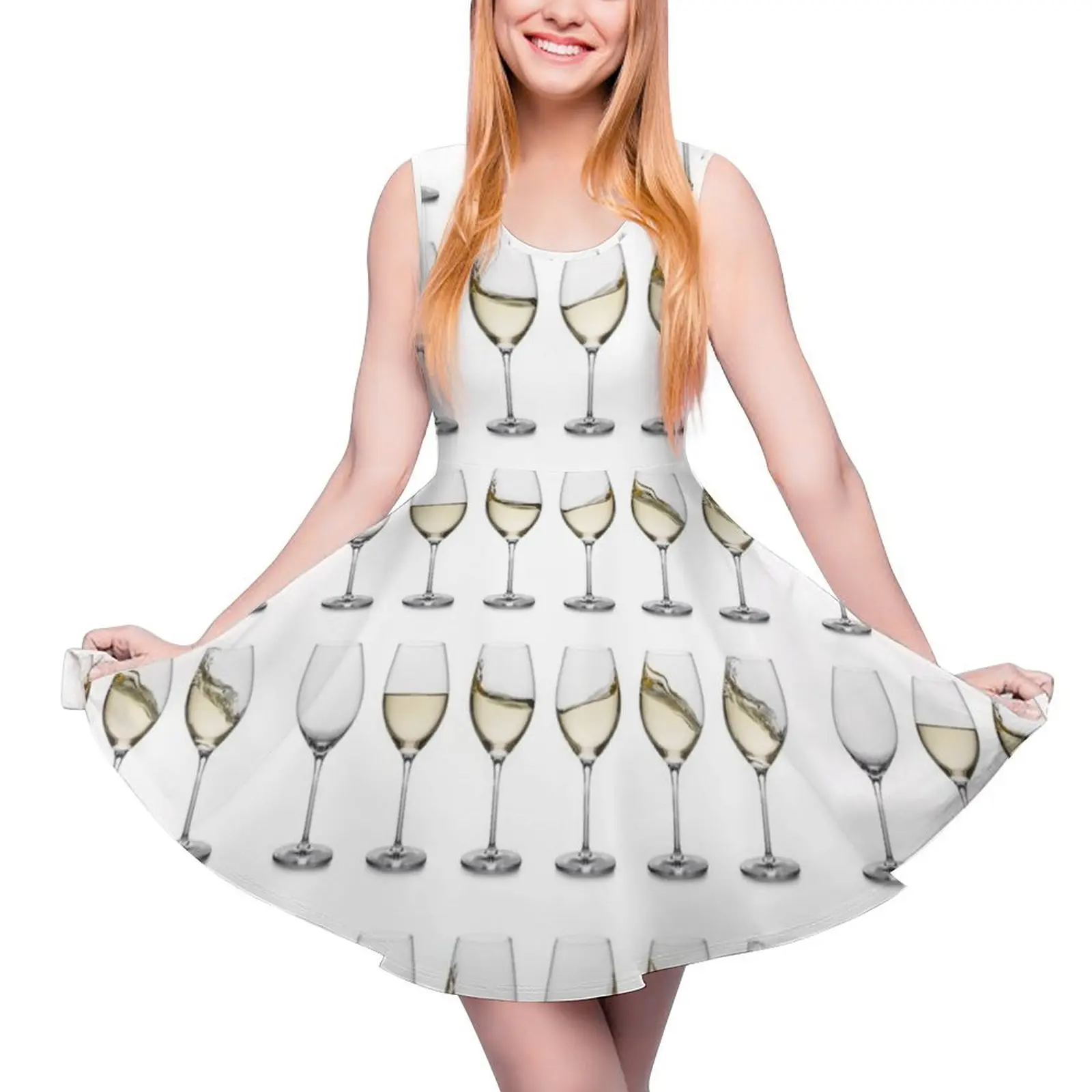 

Wine tasting - white wine glasses. Sleeveless Dress sensual sexy dress for women Women"s dresses