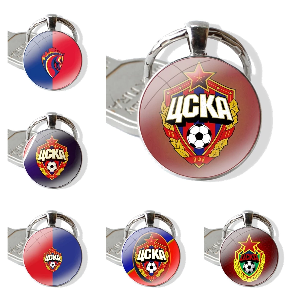 horse CSKA Moscow Keychain Handmade Glass Cabochon Key Ring Holder Pendant Key Chains