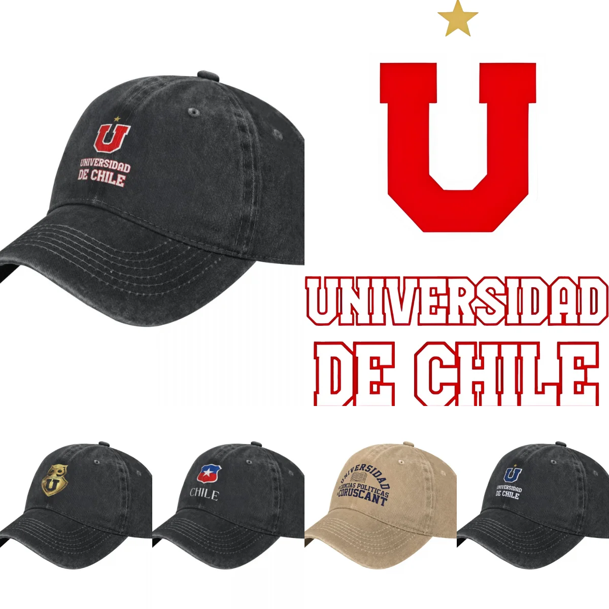 Universidad De Chile Denim Baseball Cap Outdoor Sports Hip Hop Hats Summer Female Male Classic Sun Visors Baseball Caps