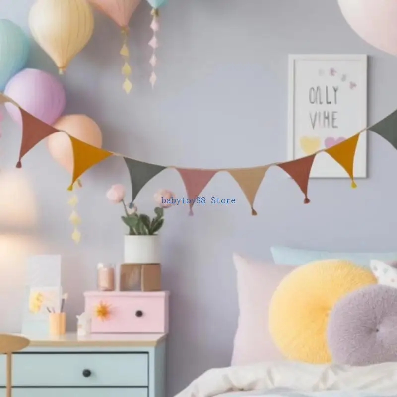 

Y4UD Easy Hanging Bunting Garland Vintage Многоцветный флаг хлопчатобумажной ткани для детской фотографии на фоне