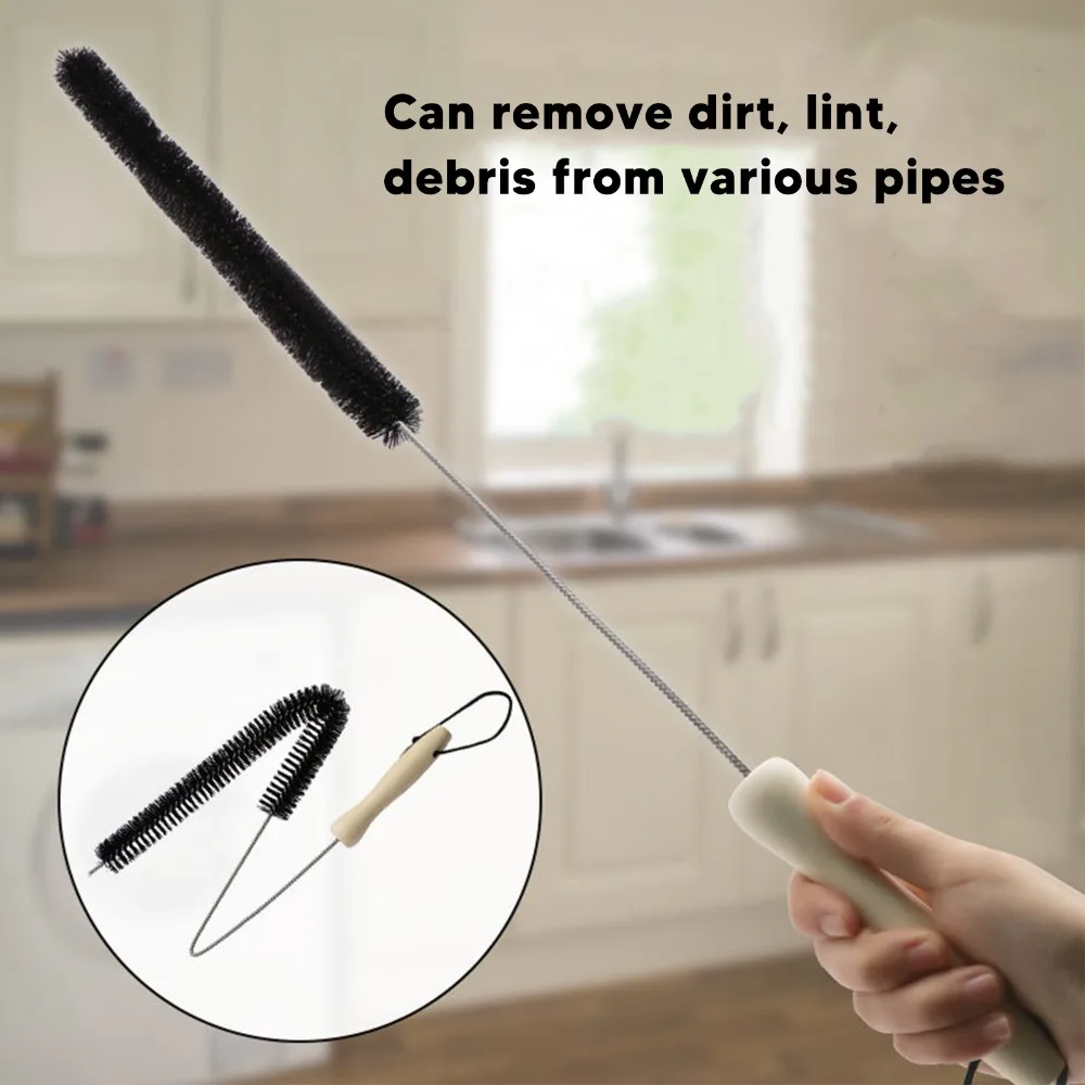 Stainless Steel Dryer Vent Cleaner Brush Wood Handle Bendable Pipe Cleaning Brush Long Hose Cleaner Brush