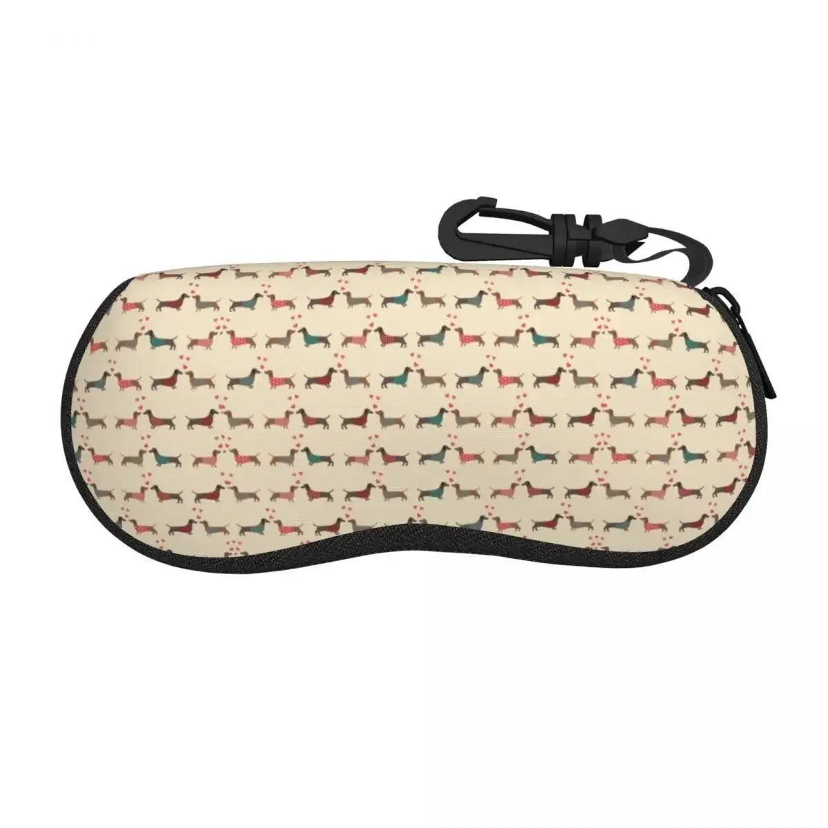 Custom  Dachshund Dog Pattern With Heart Glasses Case Portable Sausage Badger Dackel Puppy Shell Eyeglasses Case Sunglasses Box