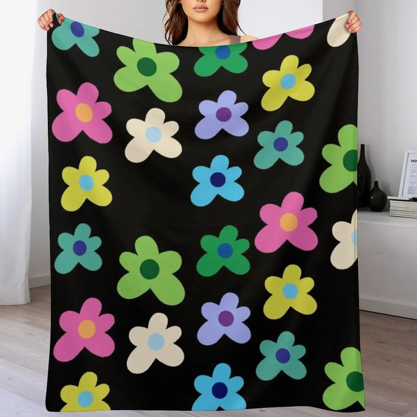 

Funky flower pattern Throw Blanket Beautifuls Travel Blankets