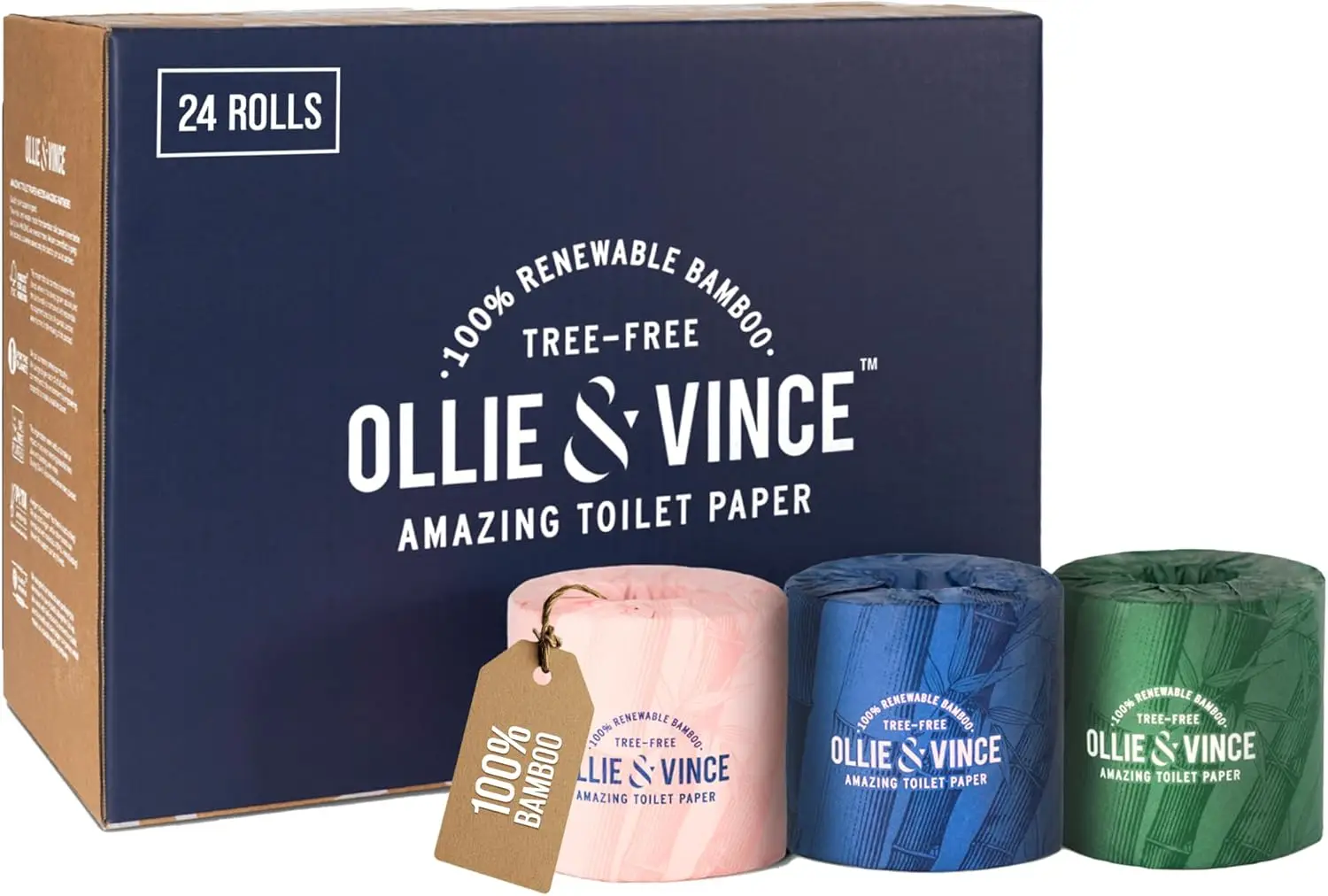 Papel Higiénico Ecológico de Bambú, 24 Rollos, 3 Capas, Suave y Seguro para Fosas Sépticas