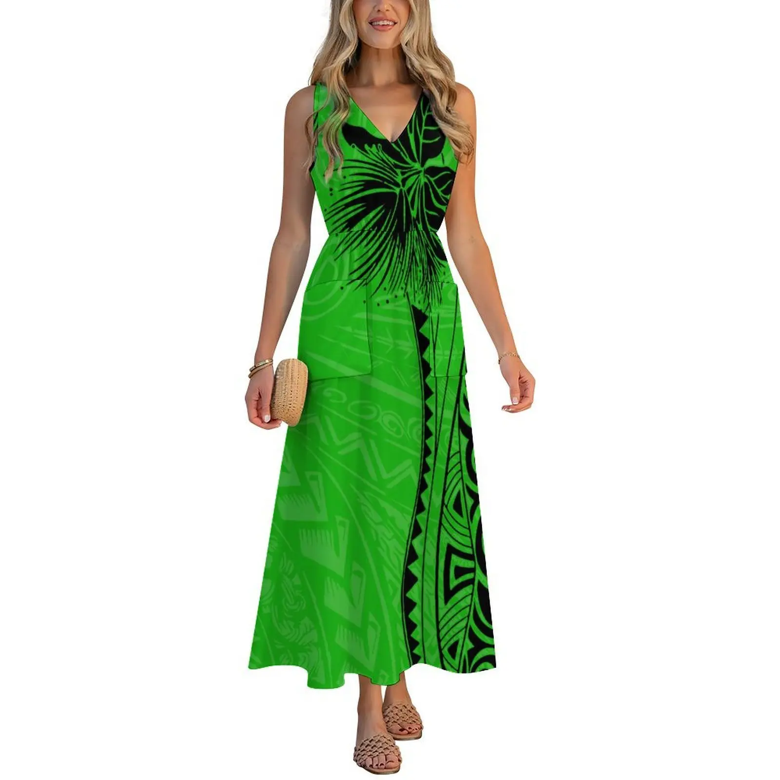 Vestido fijian com sexidade adicionada, tribo polinésia, vestido halter de festa personalizado com estampa de arte havaiana, roupas femininas elegantes