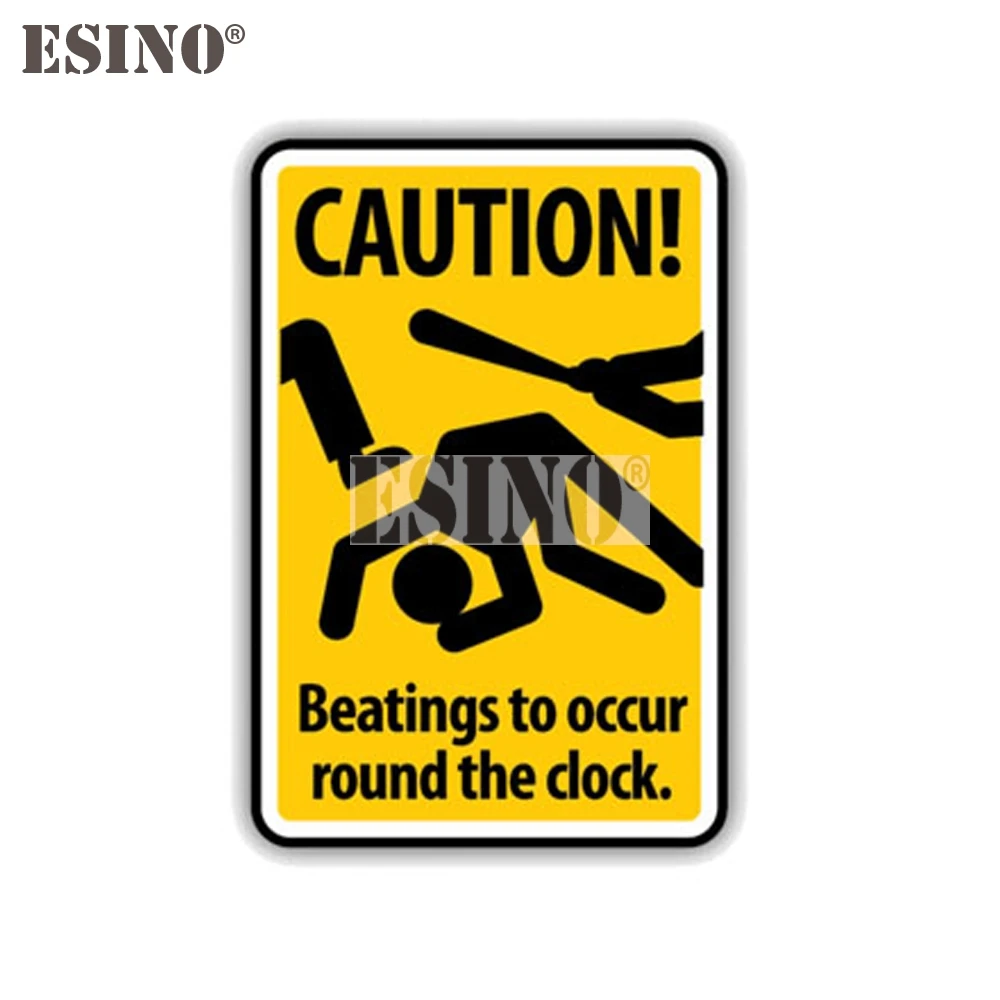 Funny Warning Attention Caution Beating To Occur Round The Clock PVC Decal Waterproof Car Body Sticker Pattern Vinyl