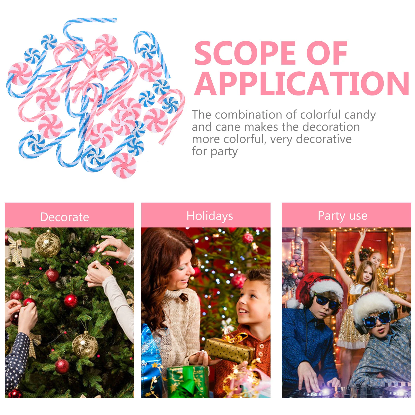 

40Pcs Christmas Candy Cane Decorations Colorful Lollipop Hanging Ornaments Xmas Tree Party Decor Festive Holiday Hanging