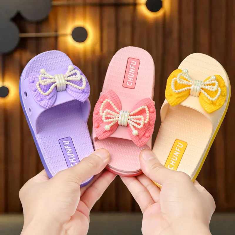 Children's slippers summer girls stepping on poop sense indoor bath anti-slip anti-odor cute girl baby parent-child cool slipper