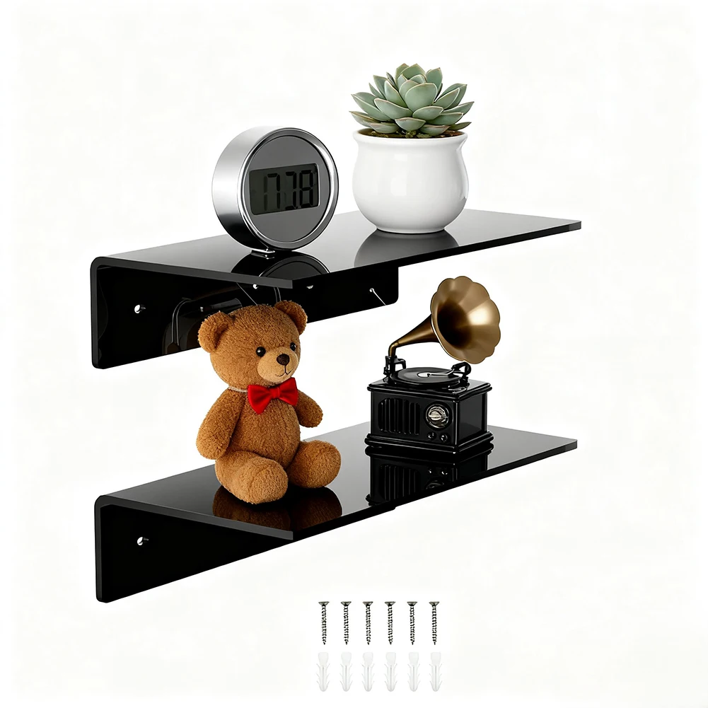 Stylish Home D cor Acrylic Floating Shelves Home Organization 12inch Acrylic Floating Shelves Set Decorative Shelves