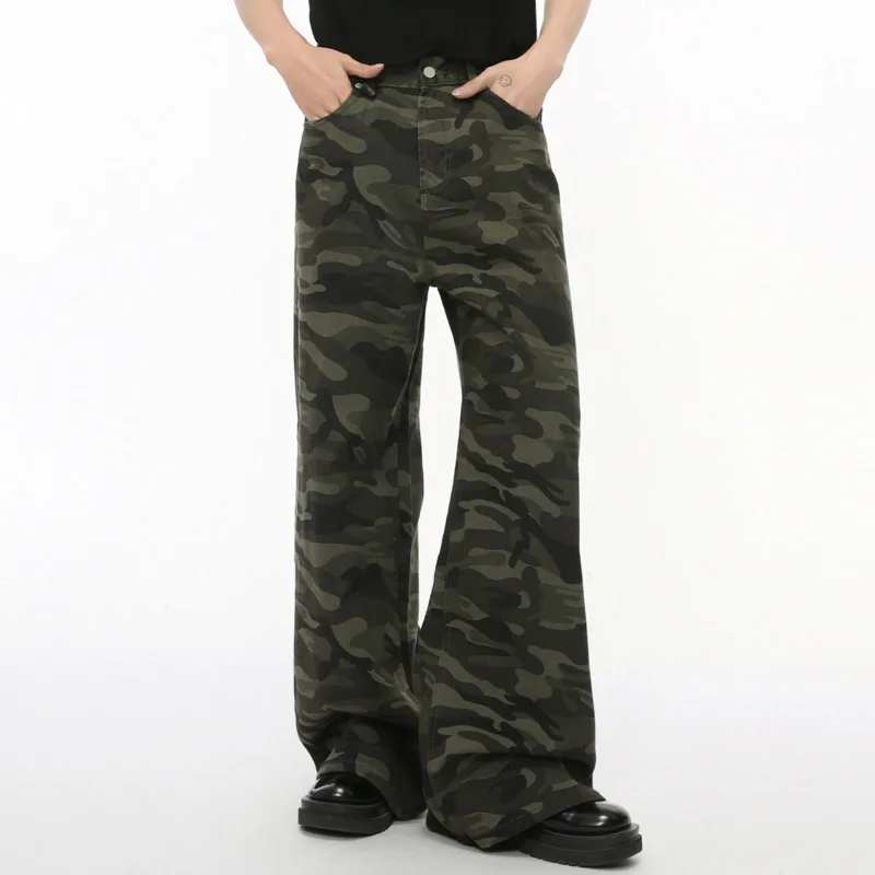 New Fashion Men's Camouflage Jeans Autumn American Style Male Clothing Straight Wide Legs Loose Denim Pants 2024