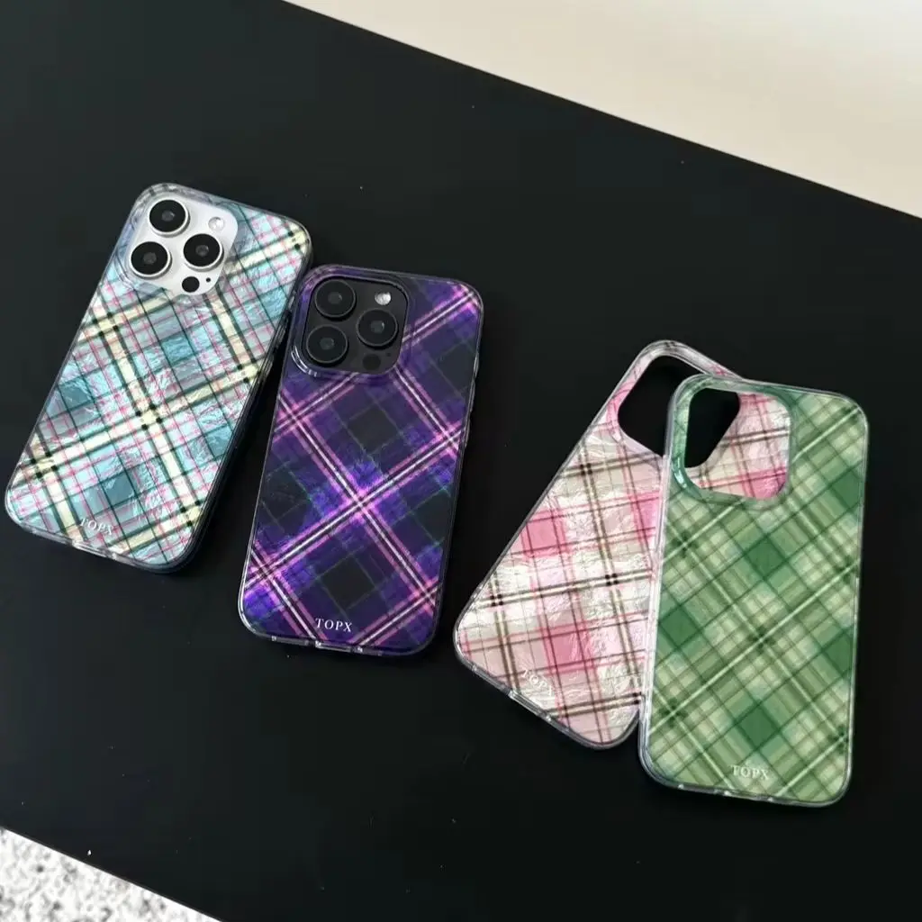 Art Illusory Color Multicolour Plaid Wrinkled Pattern Shockproof Protective Phone Cover Case For iPhone 15 14 13 12 Pro Max