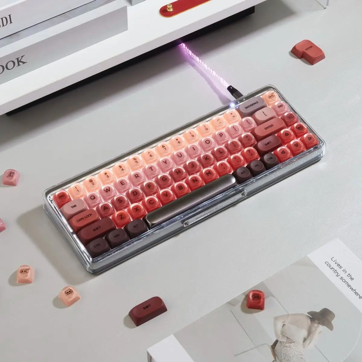Custom New Lipstick Theme Keycaps, Cute Spherical MOA Profile 130-Key Mini Set, Trendy High Aesthetic DIY Gift